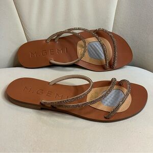 M.Gemi Azzurra gold crystal sandals, women’s size IT 38 / US 7.5